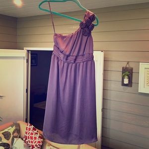 One shoulder Rosette Chiffon Dress